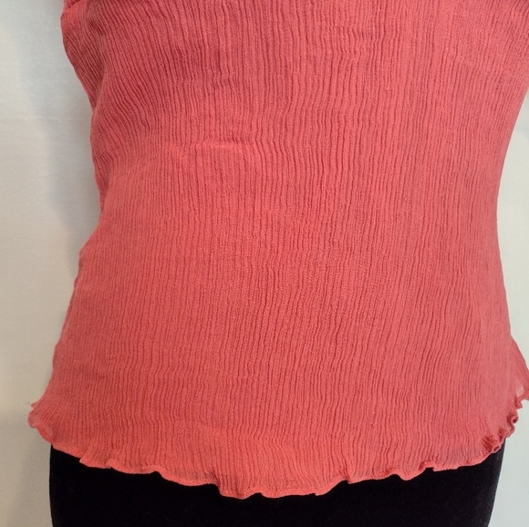 City DKNY (12) Pink Silk Cap Sleeve Blouse - Picture 4 of 10